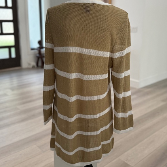Tommy Bahama Knit Tan/White Striped Tunic Sweater Sz XL - Picture 4 of 6